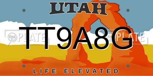 TT9A8G Utah License Plate