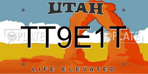 TT9E1T Utah License Plate