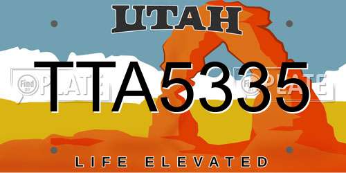 TTA5335 Utah License Plate