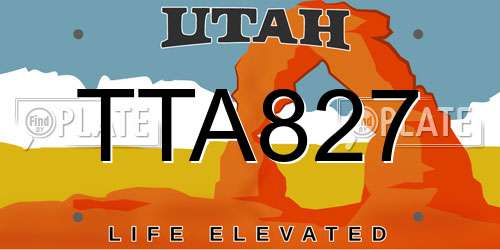 TTA827 Utah License Plate