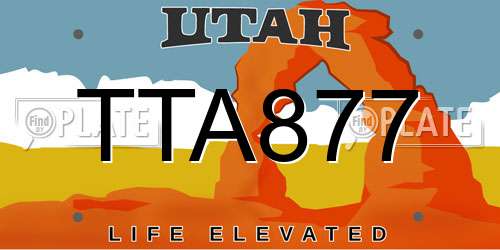 TTA877 Utah License Plate
