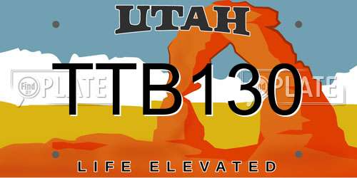 TTB130 Utah License Plate