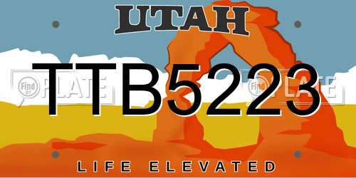 TTB5223 Utah License Plate