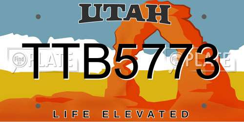 TTB5773 Utah License Plate