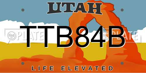 TTB84B Utah License Plate