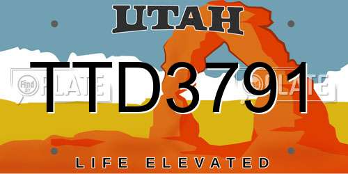 TTD3791 Utah License Plate