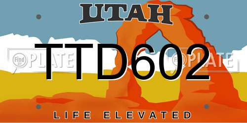TTD602 Utah License Plate