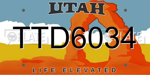 TTD6034 Utah License Plate