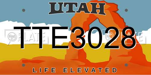TTE3028 Utah License Plate