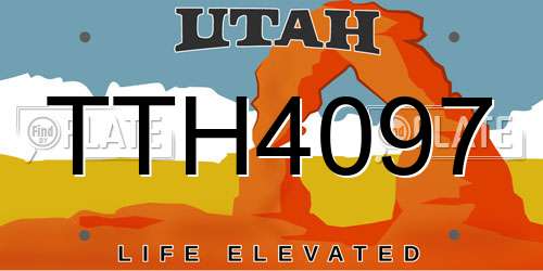TTH4097 Utah License Plate