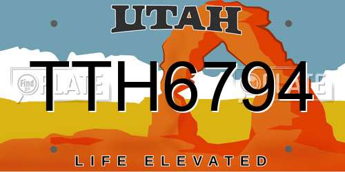 TTH6794 Utah License Plate