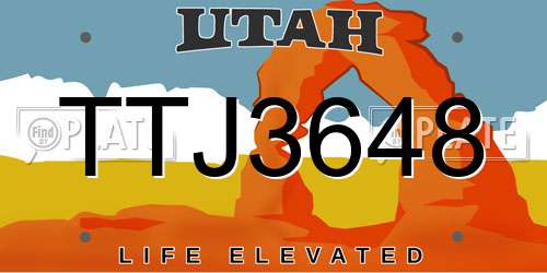 TTJ3648 Utah License Plate