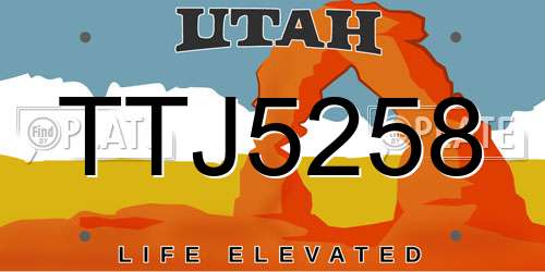TTJ5258 Utah License Plate