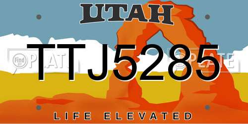 TTJ5285 Utah License Plate