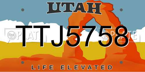 TTJ5758 Utah License Plate