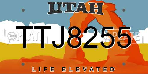 TTJ8255 Utah License Plate