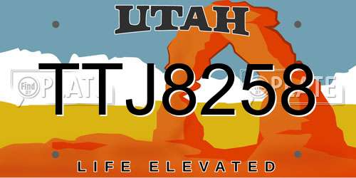 TTJ8258 Utah License Plate