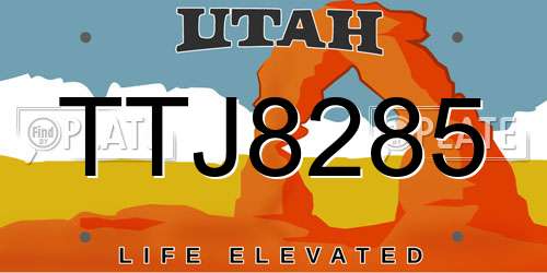 TTJ8285 Utah License Plate