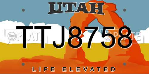 TTJ8758 Utah License Plate