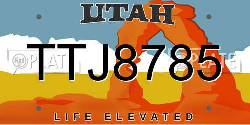 TTJ8785 Utah License Plate
