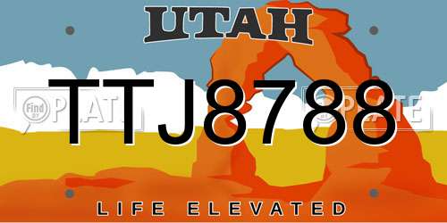 TTJ8788 Utah License Plate