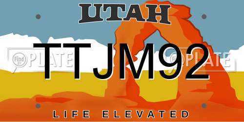 TTJM92 Utah License Plate