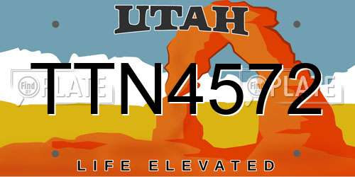TTN4572 Utah License Plate