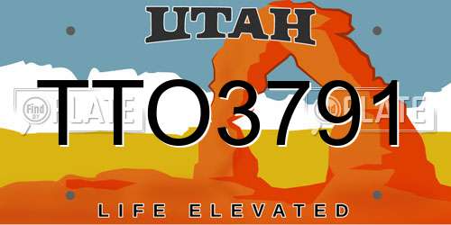 TTO3791 Utah License Plate