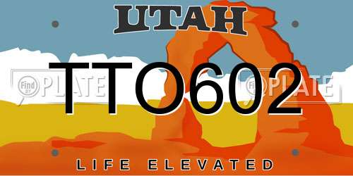 TTO602 Utah License Plate