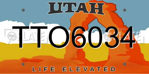 TTO6034 Utah License Plate