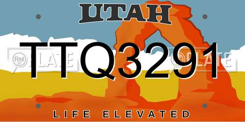 TTQ3291 Utah License Plate