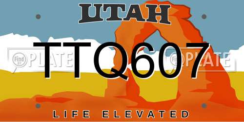 TTQ607 Utah License Plate