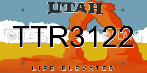 TTR3122 Utah License Plate
