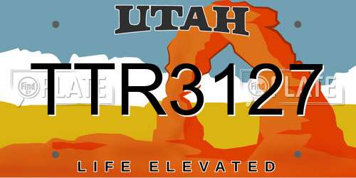 TTR3127 Utah License Plate