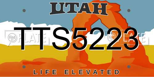 TTS5223 Utah License Plate