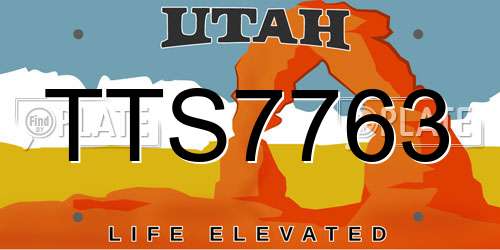TTS7763 Utah License Plate