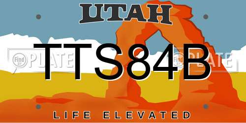 TTS84B Utah License Plate