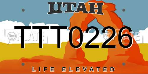 TTT0226 Utah License Plate