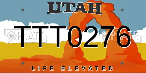 TTT0276 Utah License Plate