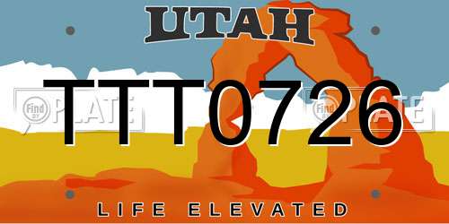 TTT0726 Utah License Plate