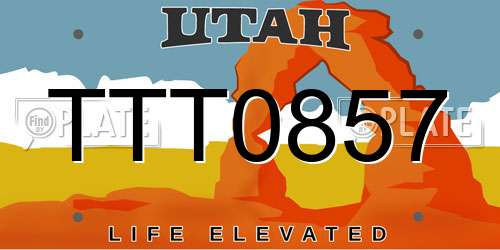 TTT0857 Utah License Plate