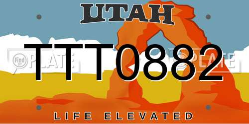 TTT0882 Utah License Plate