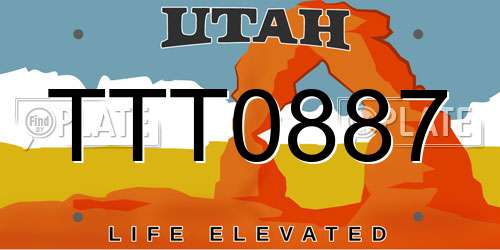 TTT0887 Utah License Plate