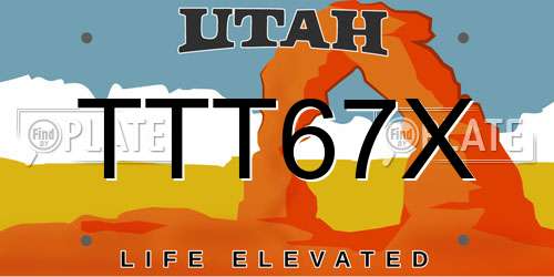 TTT67X Utah License Plate