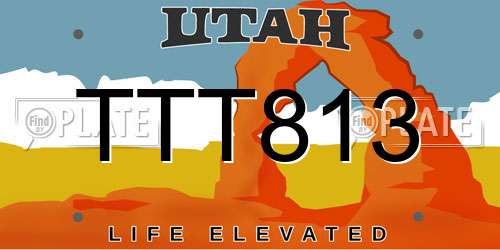 TTT813 Utah License Plate