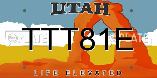 TTT81E Utah License Plate