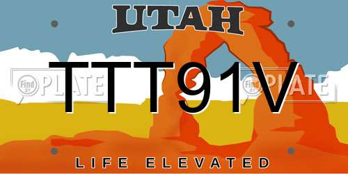 TTT91V Utah License Plate
