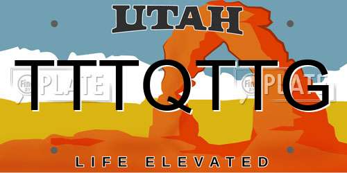 TTTQTTG Utah License Plate