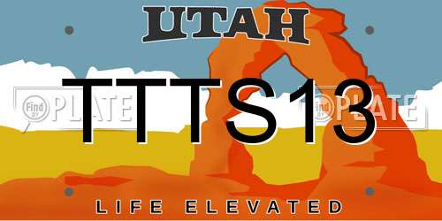 TTTS13 Utah License Plate