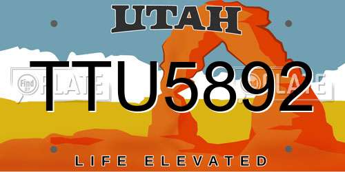 TTU5892 Utah License Plate